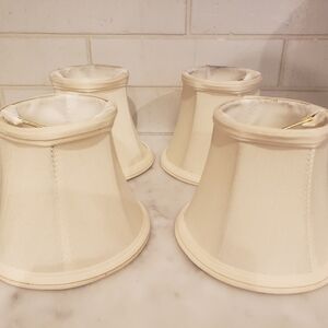 Set Of 4 Ivory Fabris Bell Shaped Clip On Lamp Shades